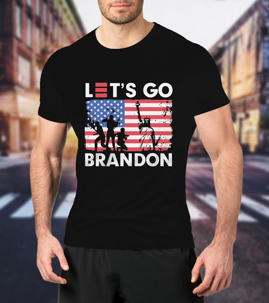 Let's Go Brandon American Flag Statue Of Liberty T-Shirt