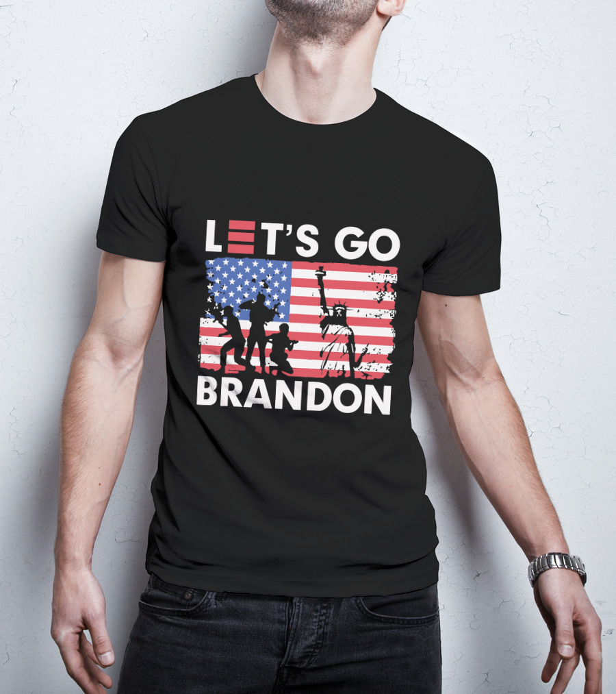 Let's Go Brandon American Flag Statue Of Liberty T-Shirt
