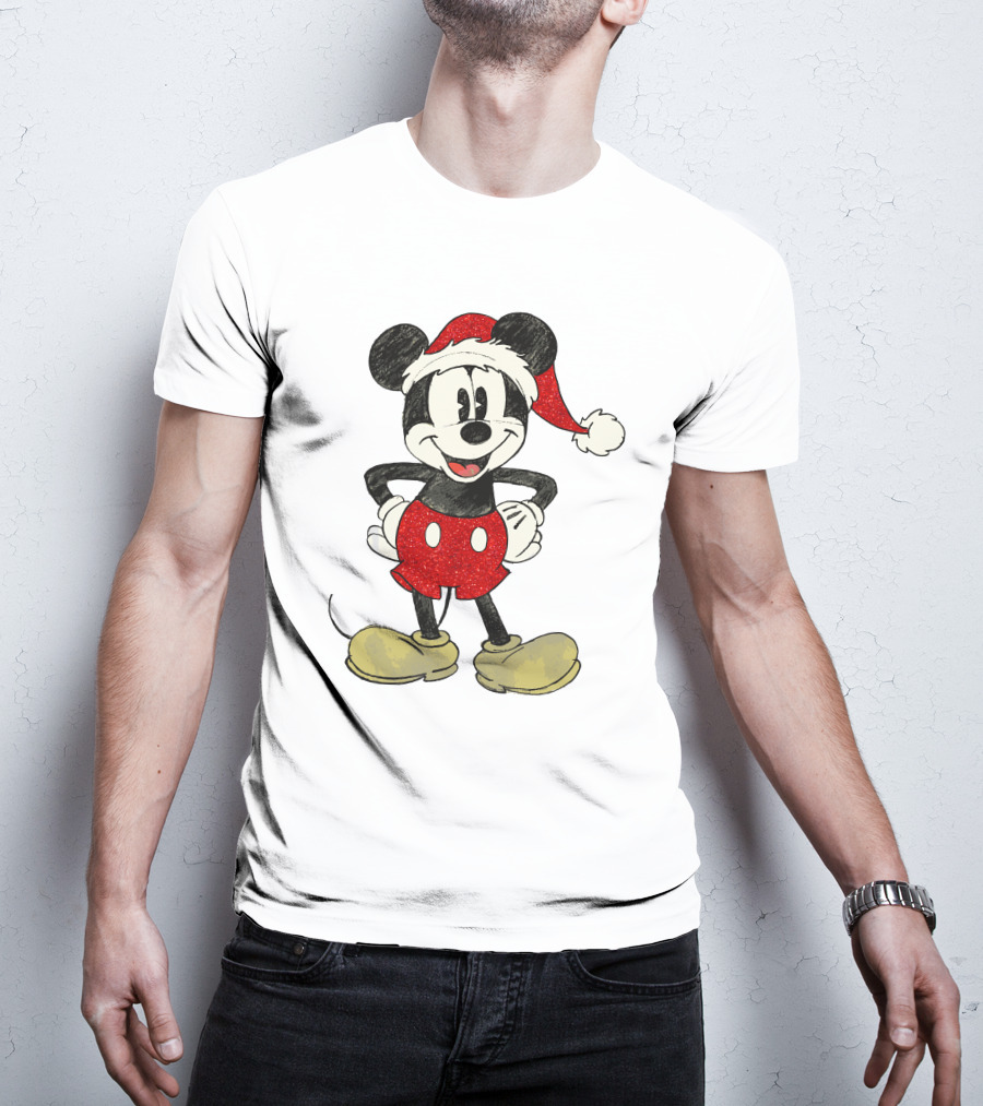 Mickey Mouse Santa Hat Christmas Disney T-Shirt