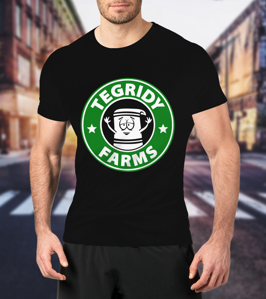 Tegridy Farms Cannabis Cup Logo With Cartoon Character And Green Circle T-Shirt