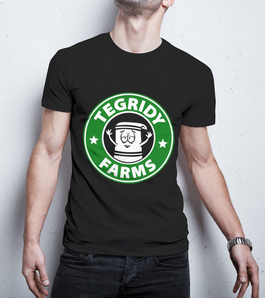 Tegridy Farms Cannabis Cup Logo With Cartoon Character And Green Circle T-Shirt