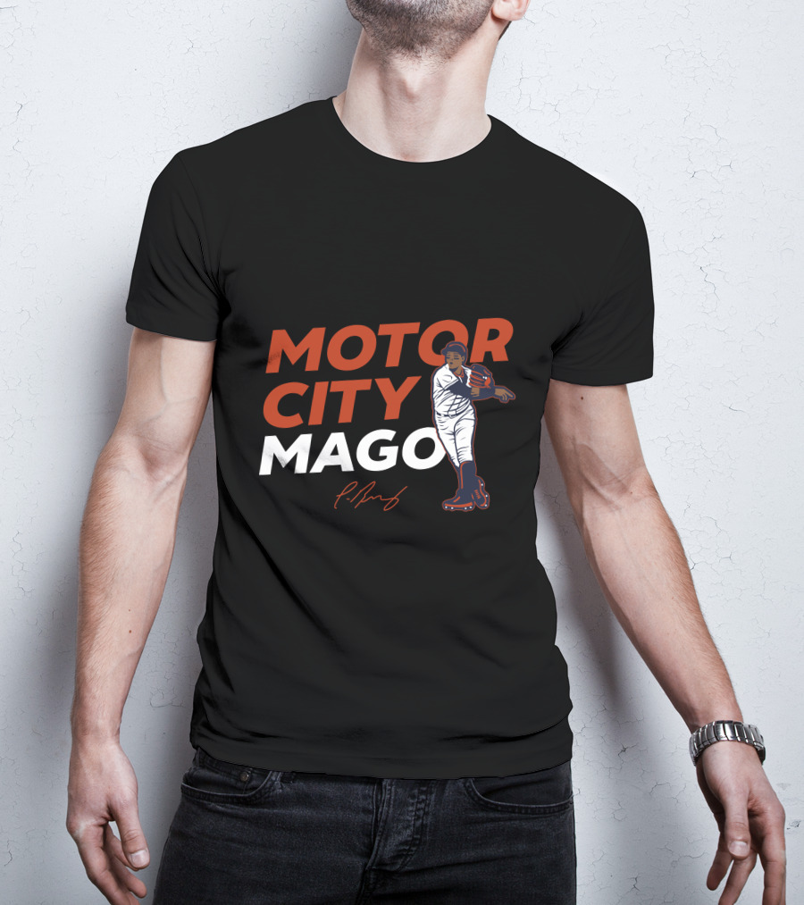 Motor City Mago Detroit Tigers Baseball Pitcher T-Shirt