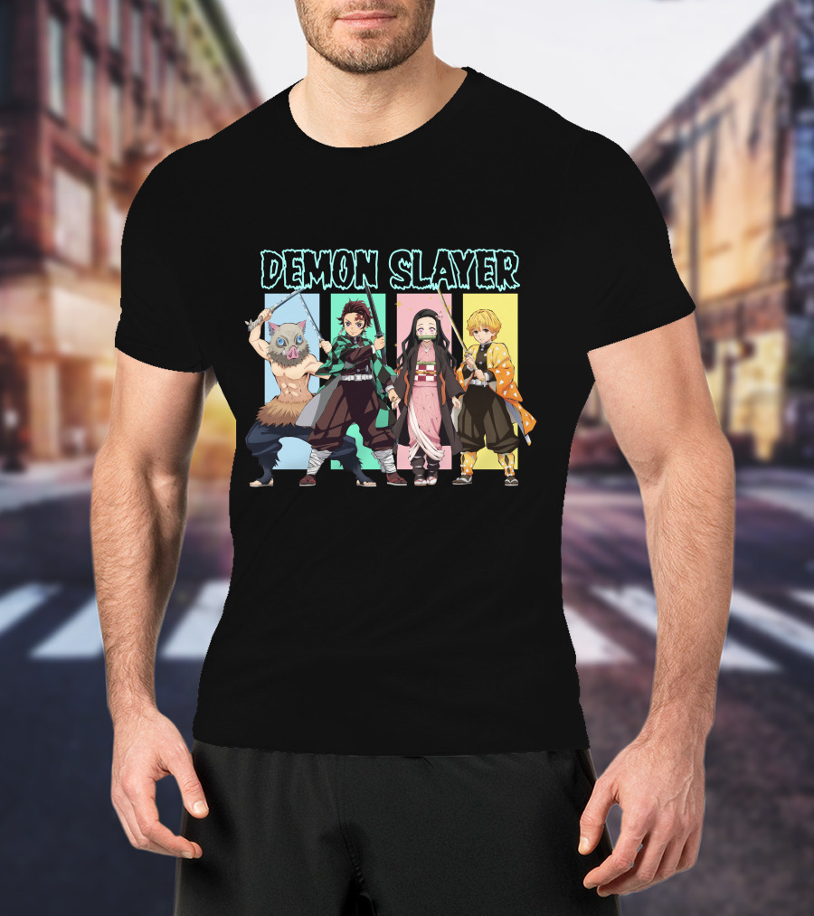 Demon Slayer Kimetsu No Yaiba Characters Tanjiro Nezuko Zenitsu Inosuke T-Shirt