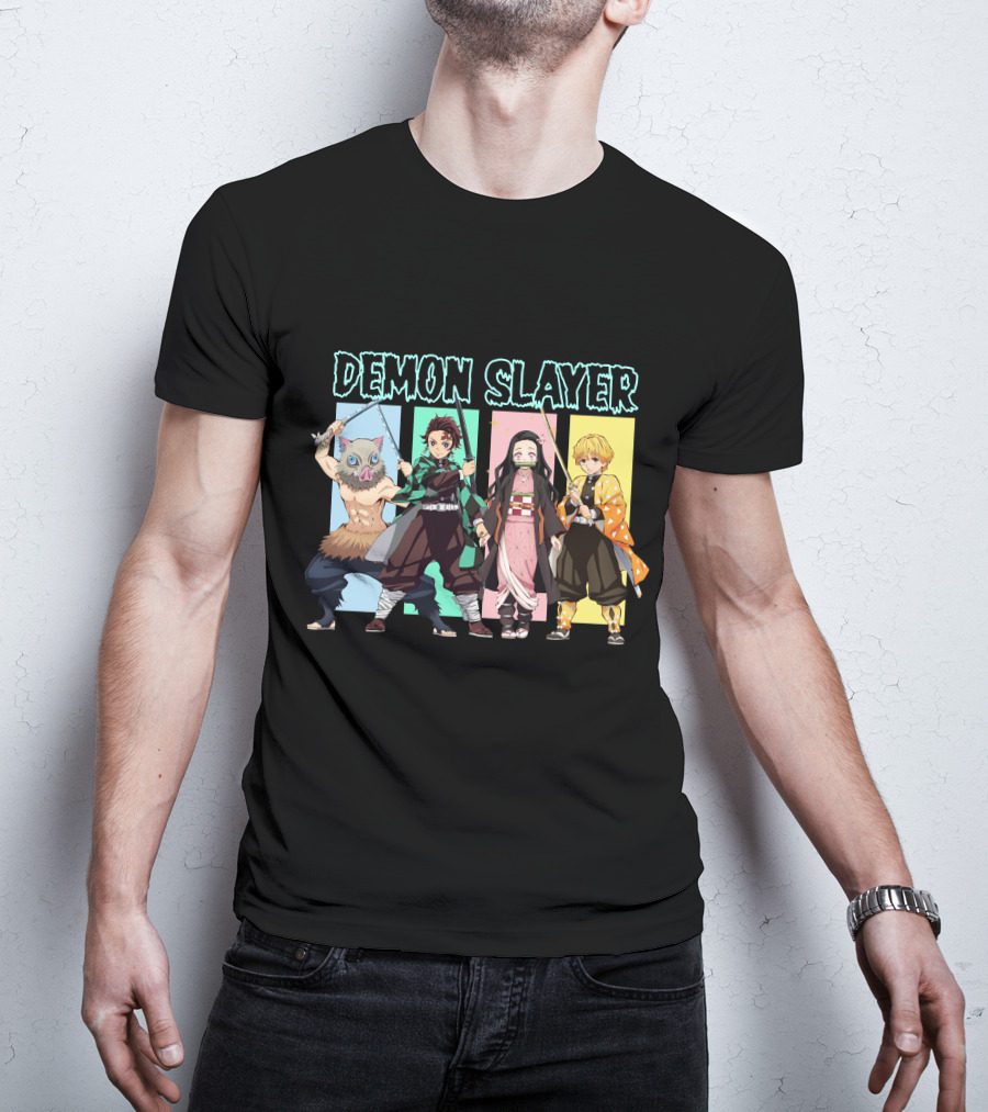 Demon Slayer Kimetsu No Yaiba Characters Tanjiro Nezuko Zenitsu Inosuke T-Shirt
