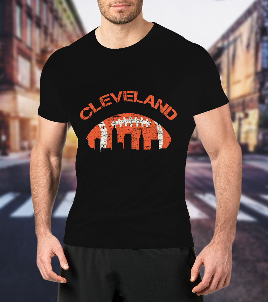 Vintage Cleveland Skyline Football T-Shirt