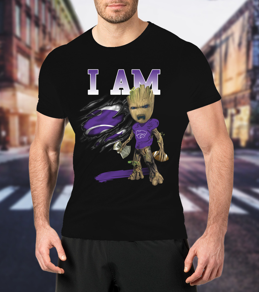 I Am Groot Kansas State Wildcat Football Fan T-Shirt