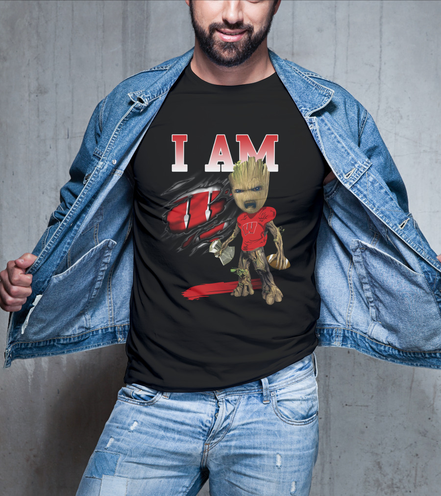 I Am Groot Wisconsin Badgers Football Fan T-Shirt