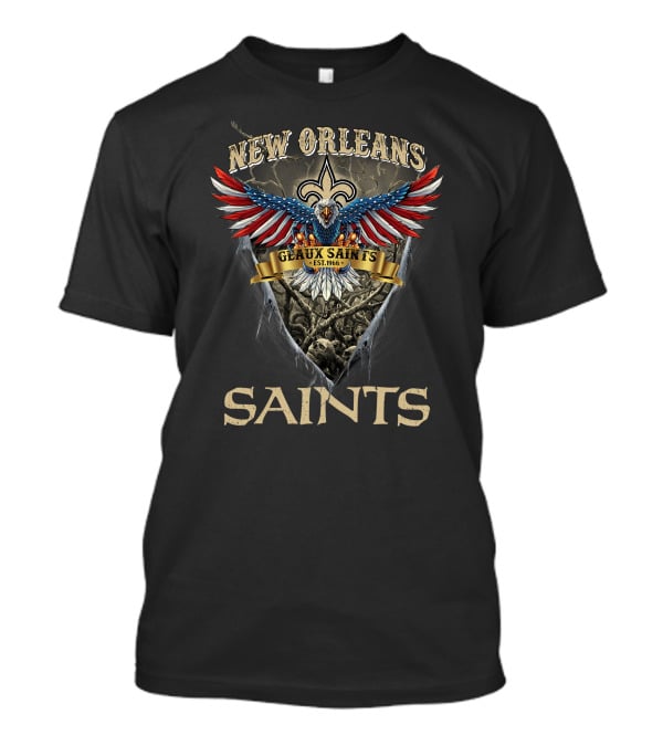 New Orleans Saints Geaux Saints Est. 1966 Us Eagle Fleur-De-Lis T-Shirt