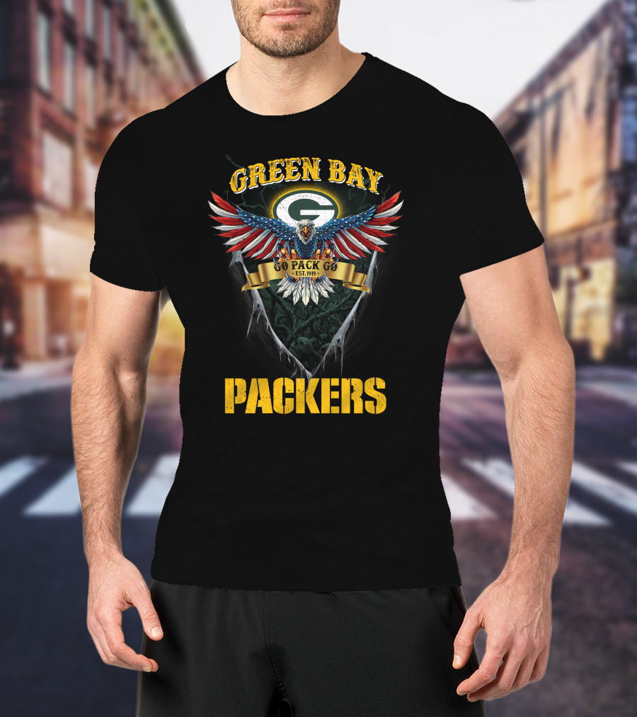 Green Bay Packers Go Pack Go Est. 1919 Nfl Us Eagle T-Shirt