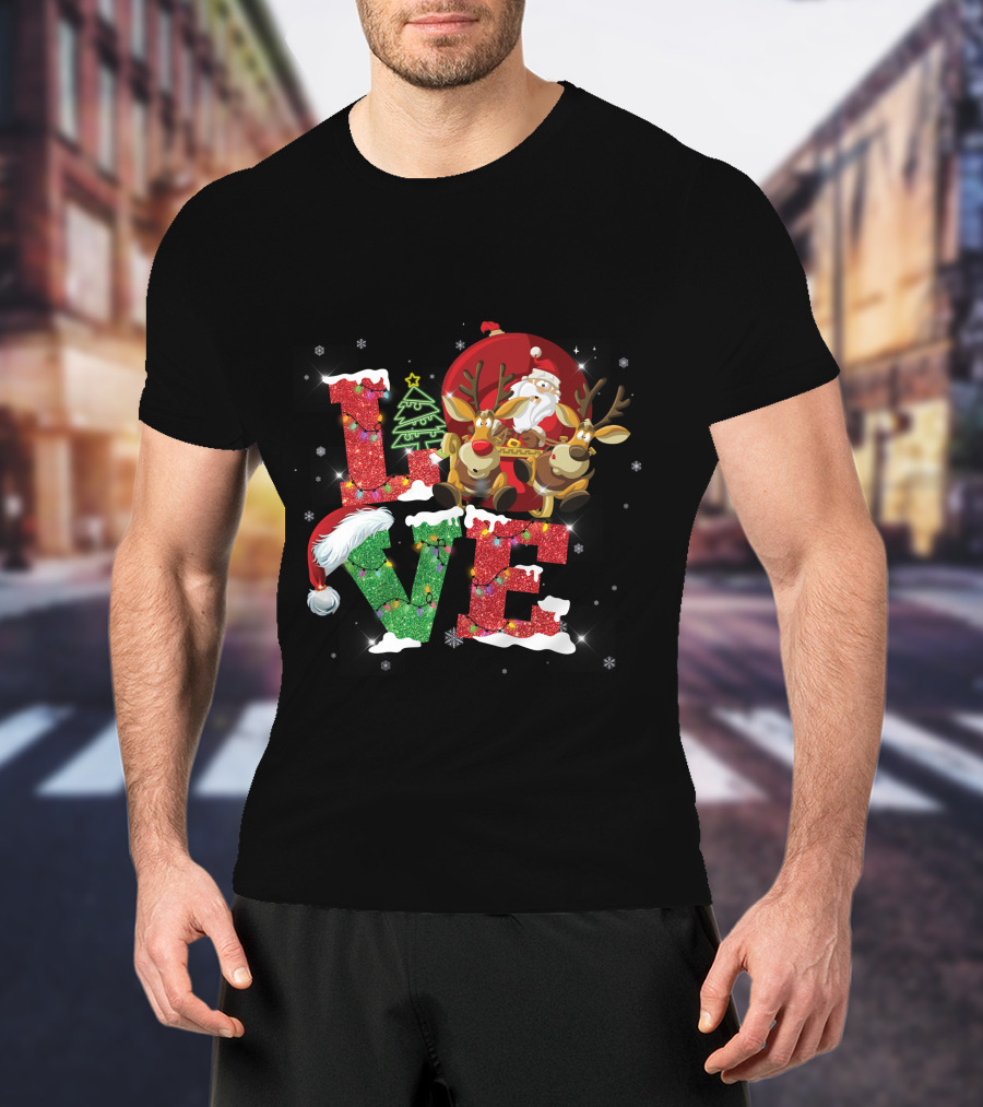 I Love Merry Christmas Santa Reindeer Baby Holiday T-Shirt