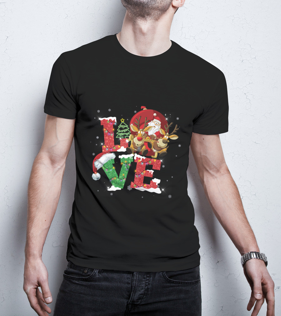 I Love Merry Christmas Santa Reindeer Baby Holiday T-Shirt