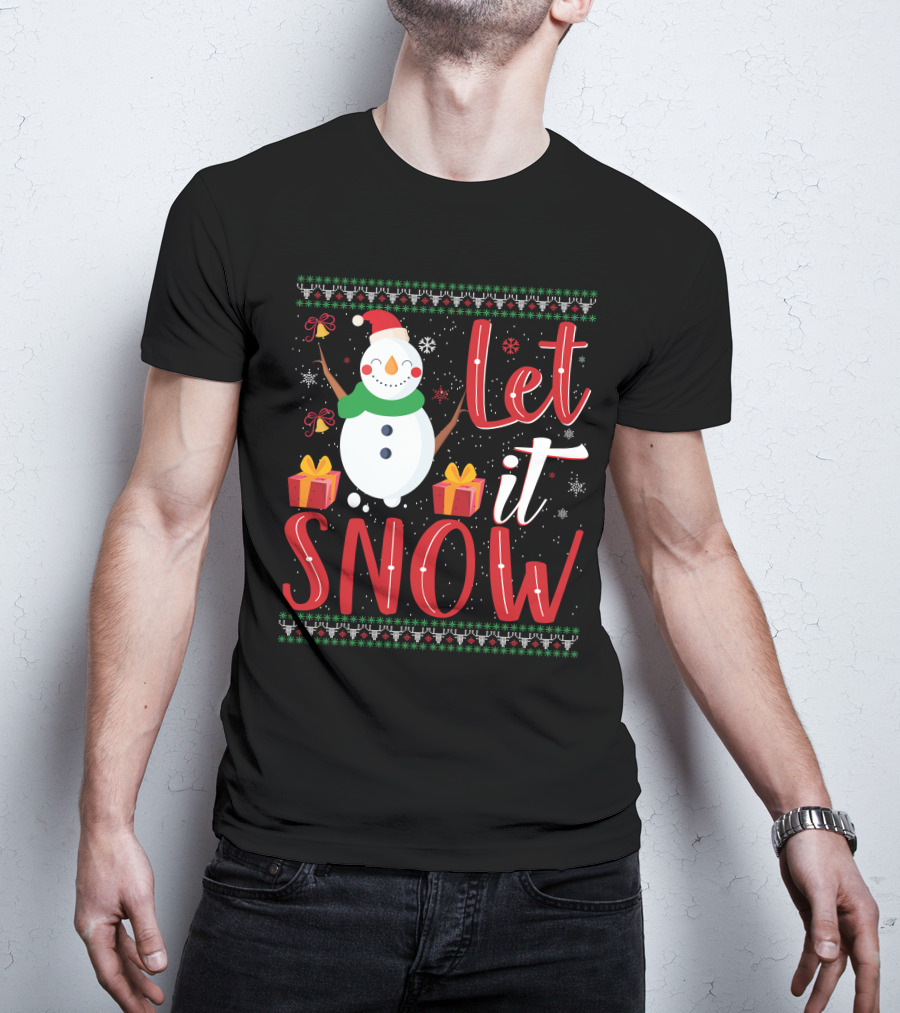 Let It Snow Snowman Christmas Presents Holiday T-Shirt