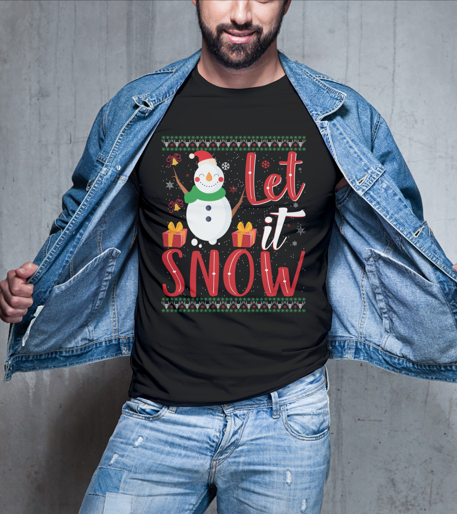 Let It Snow Snowman Christmas Presents Holiday T-Shirt