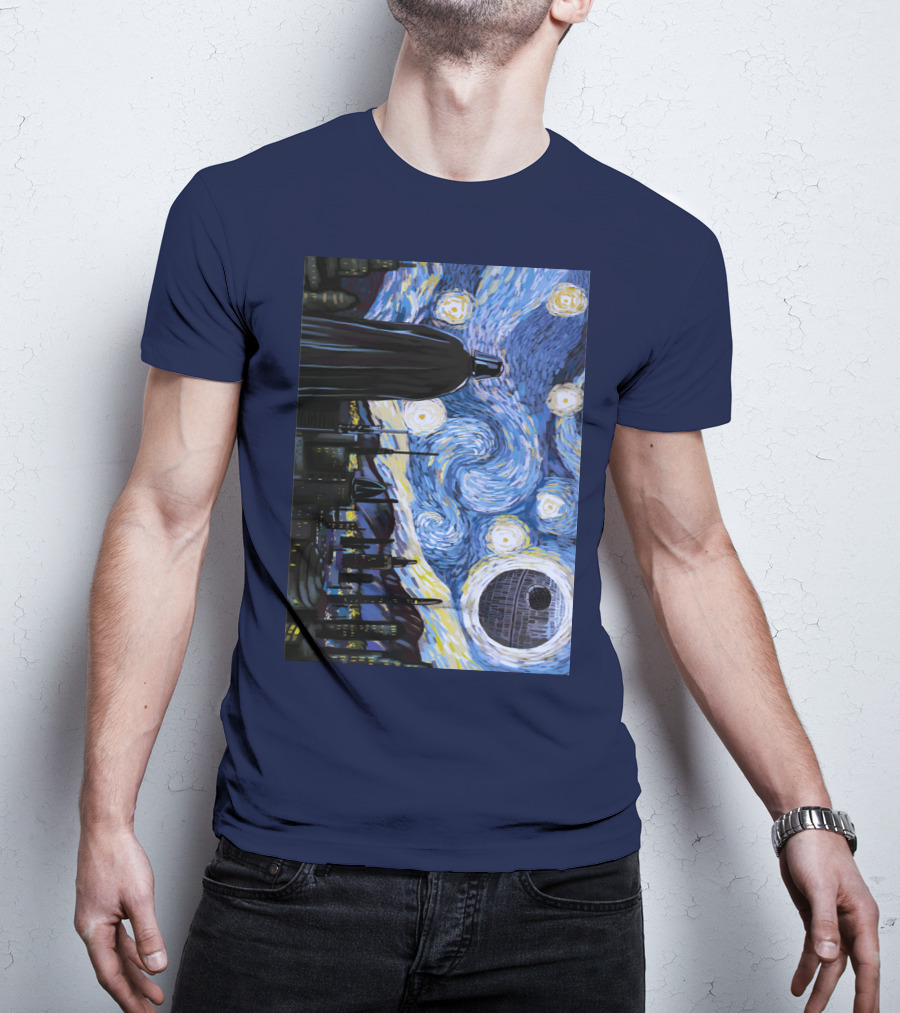 Darth Vader And Death Star In Starry Night T-Shirt