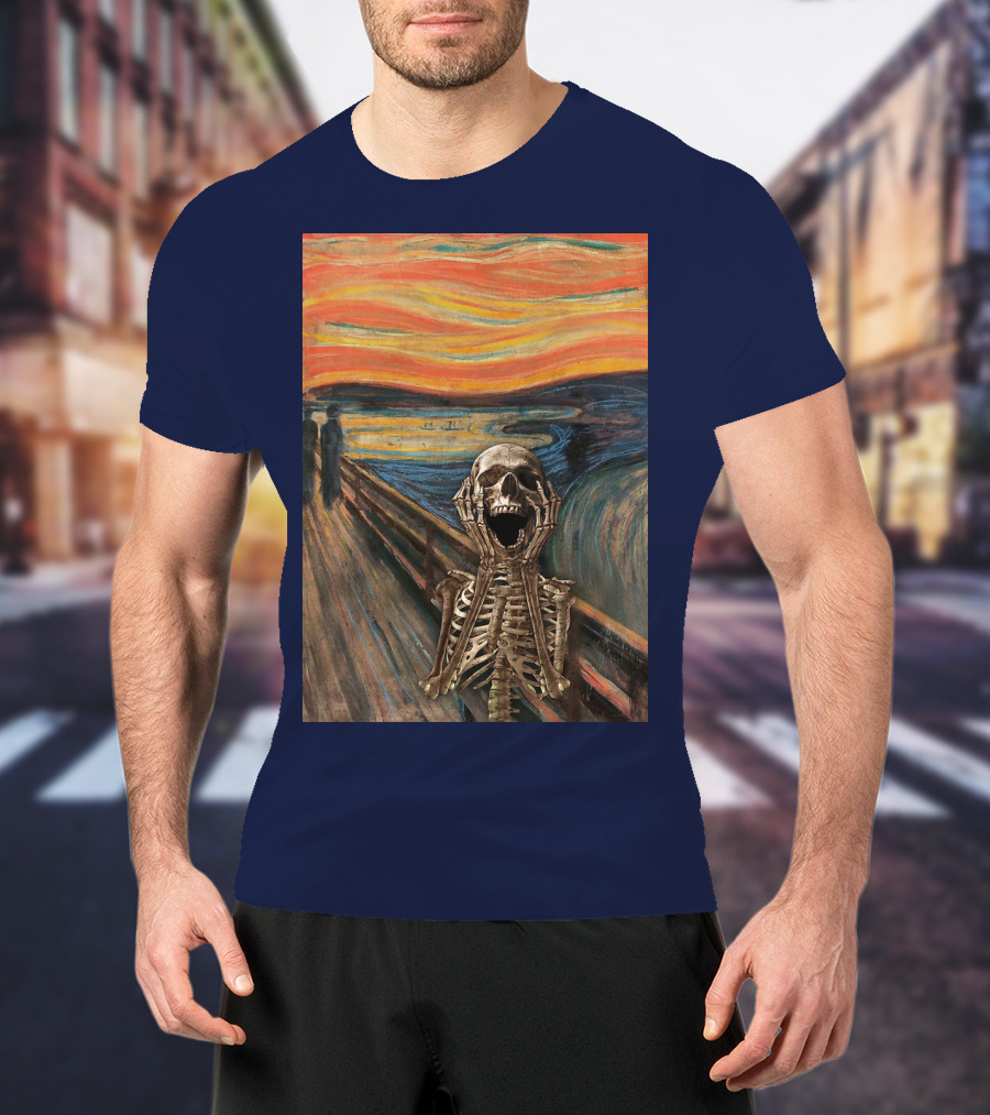 The Scream Skeleton In Edvard Munch T-Shirt