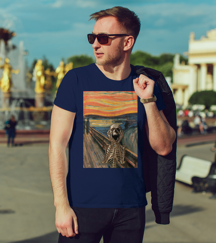 The Scream Skeleton In Edvard Munch T-Shirt