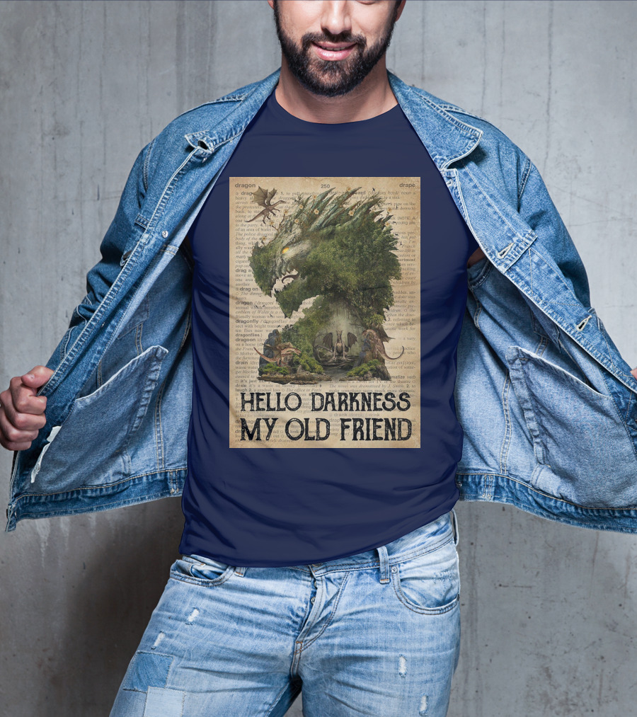 Dragon Hello Darkness My Old Friend Dictionary Page T-Shirt