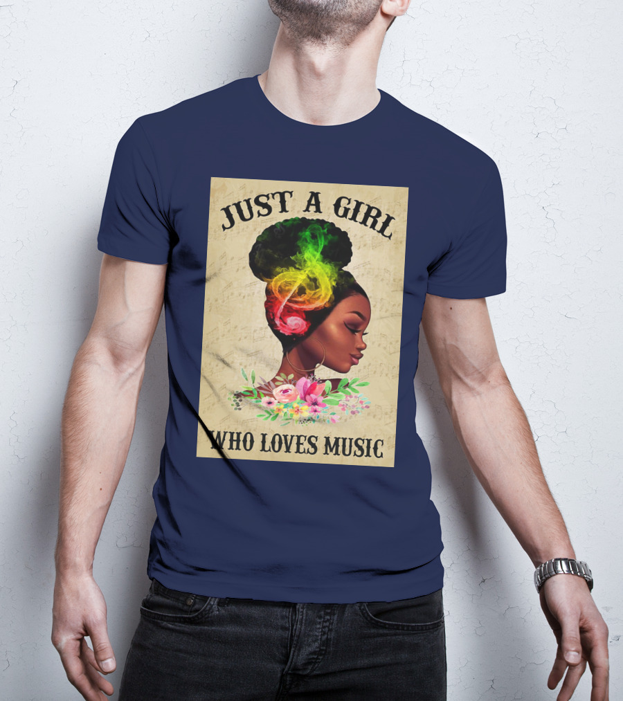 Just A Girl With Colorful Musical Hair Who Loves Music T-Shirt