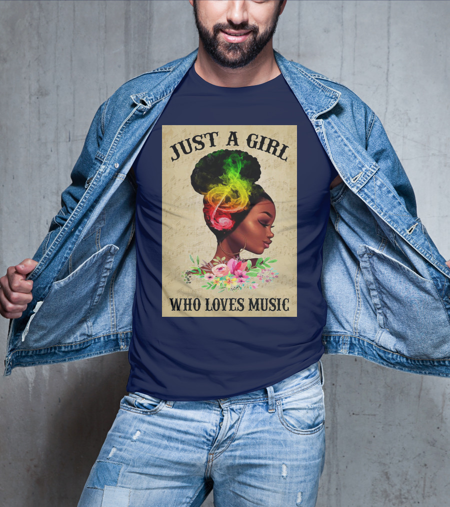 Just A Girl With Colorful Musical Hair Who Loves Music T-Shirt