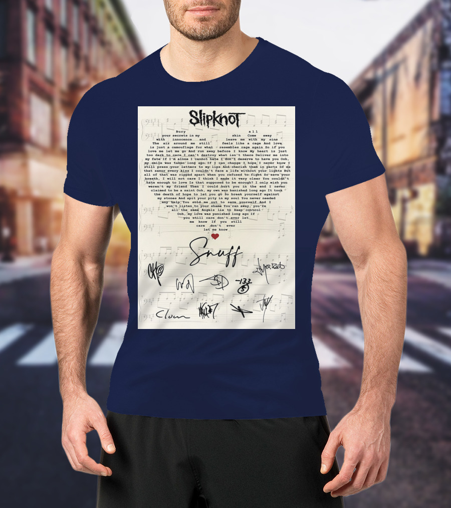 Slipknot Snuff Lyrics With Band Member Signatures T-Shirt