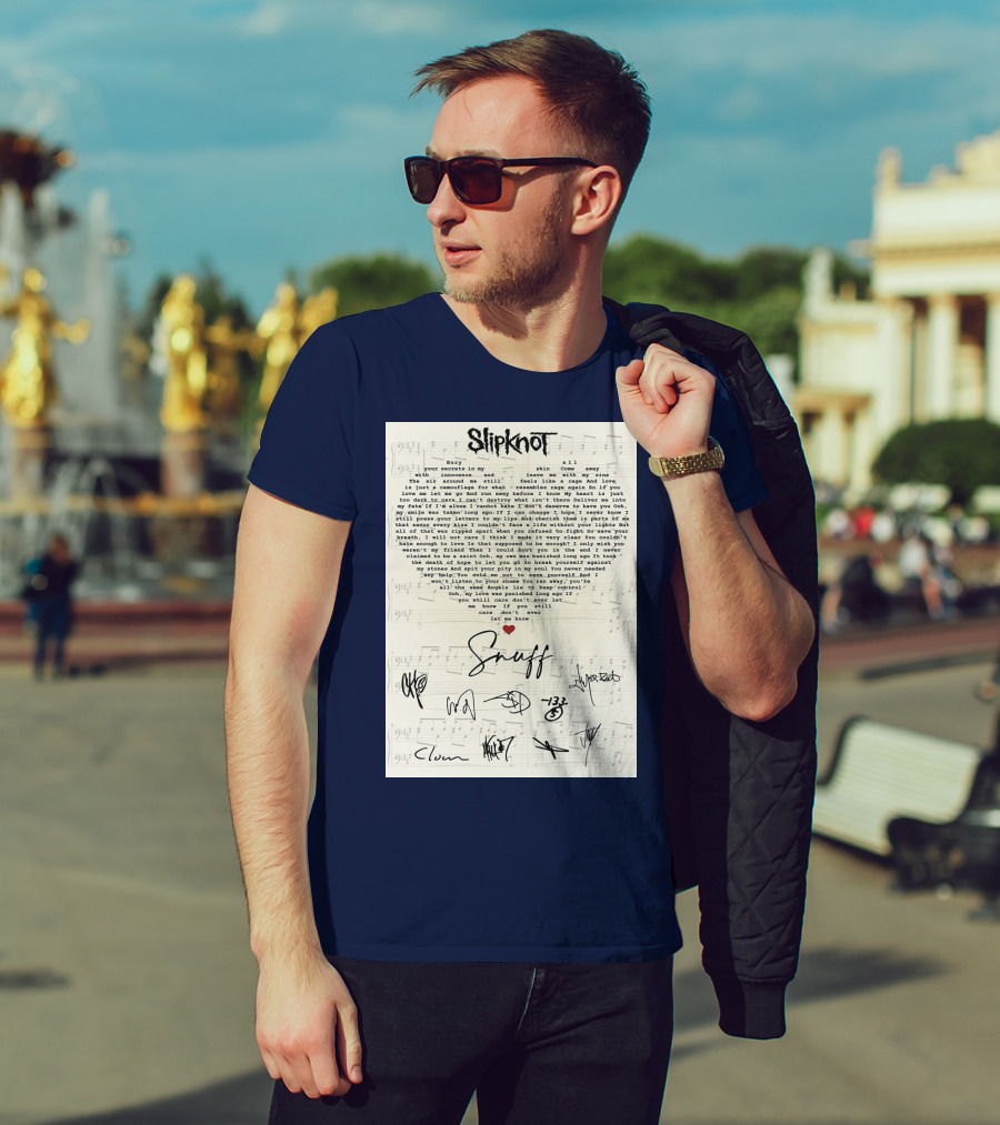 Slipknot Snuff Lyrics With Band Member Signatures T-Shirt
