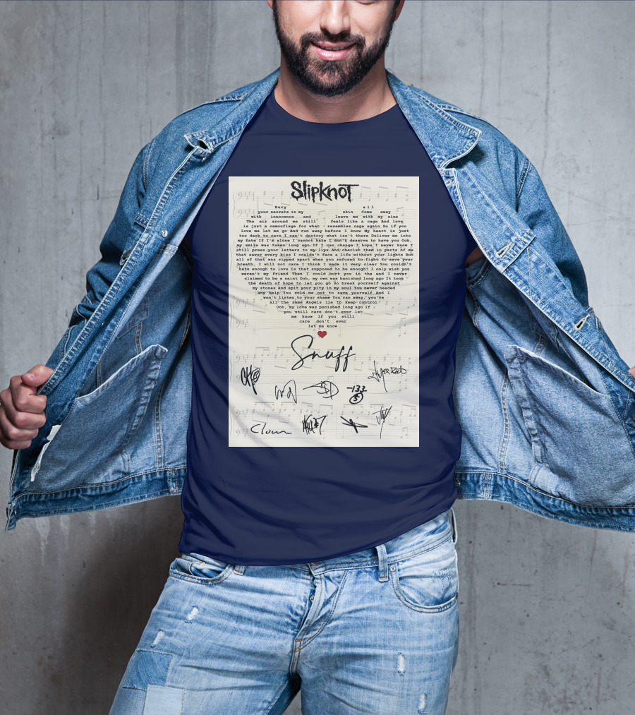 Slipknot Snuff Lyrics With Band Member Signatures T-Shirt