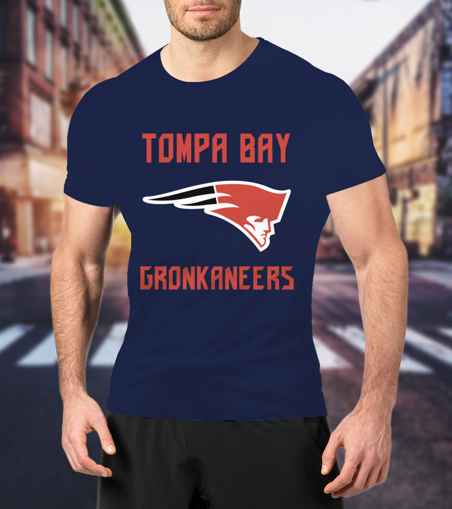 Tompa Bay Gronkaneers New England Patriots Logo Combination T-Shirt