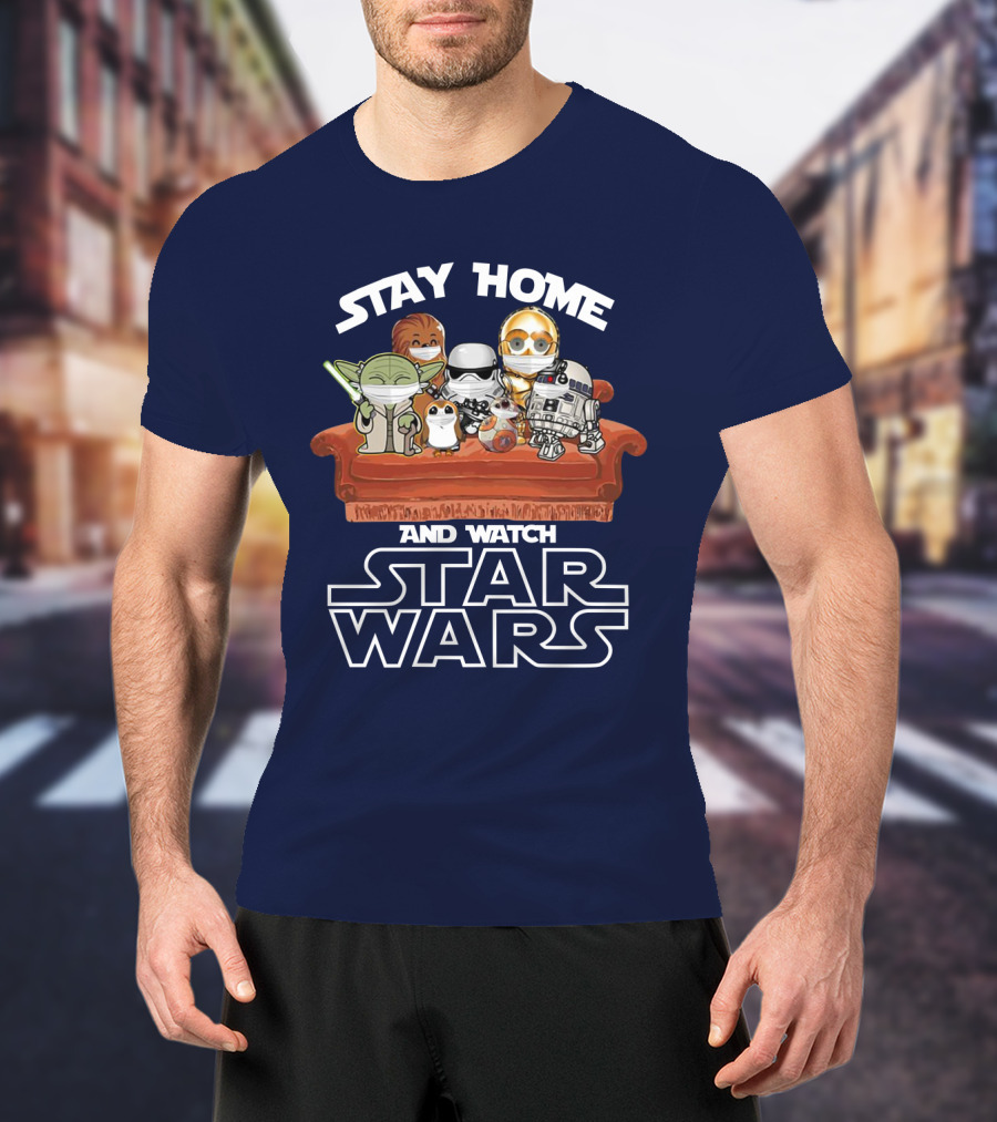 Stay Home And Watch Star Wars Characters On Couch T-Shirt