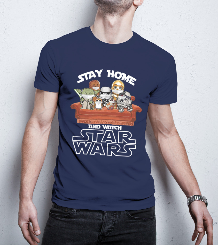 Stay Home And Watch Star Wars Characters On Couch T-Shirt