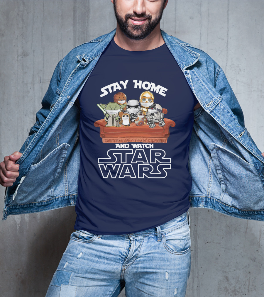 Stay Home And Watch Star Wars Characters On Couch T-Shirt