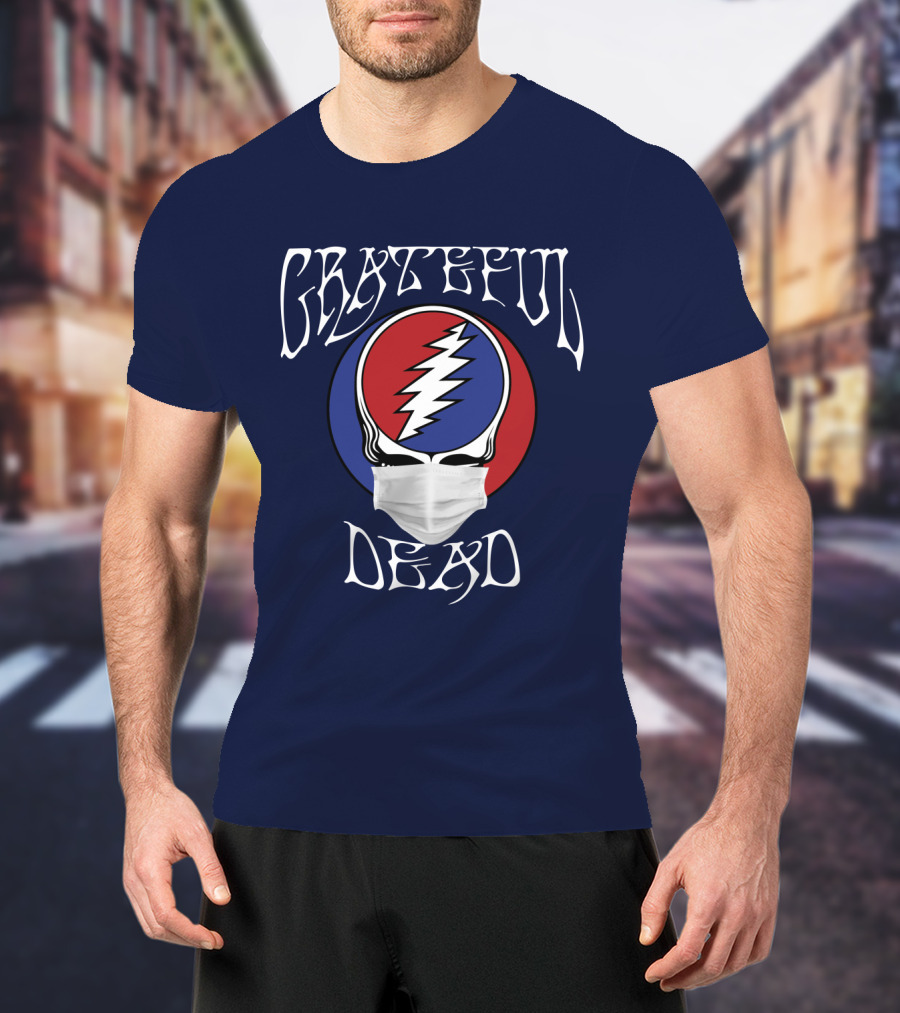 Grateful Dead Steal Your Face Mask Logo With Red And Blue Skull T-Shirt