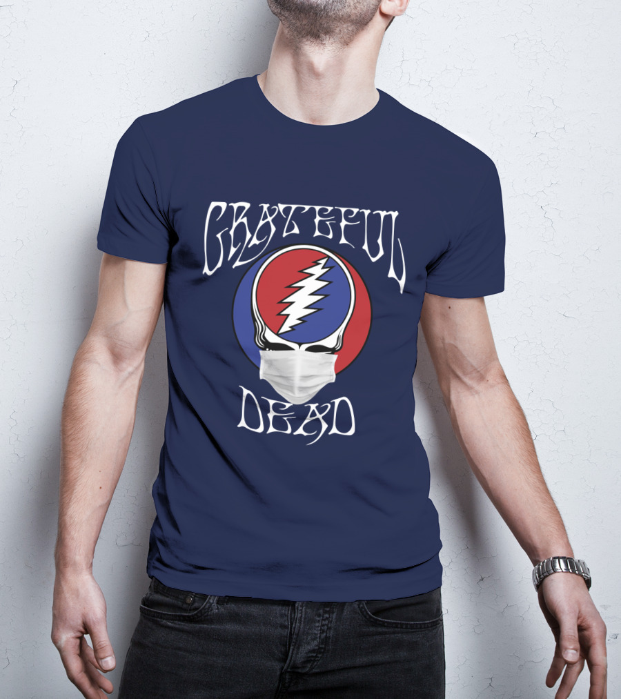 Grateful Dead Steal Your Face Mask Logo With Red And Blue Skull T-Shirt