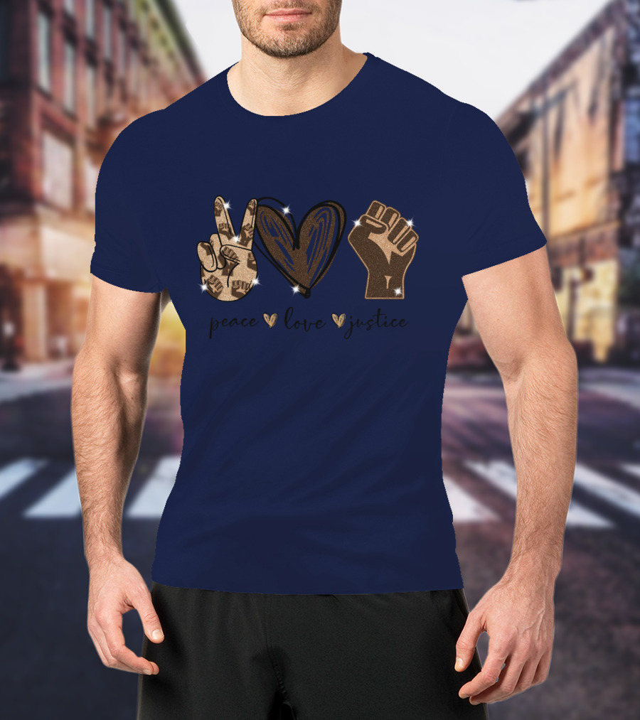 Peace Love Justice Glittering Icons Diamond Oversized Plus Size T-Shirt