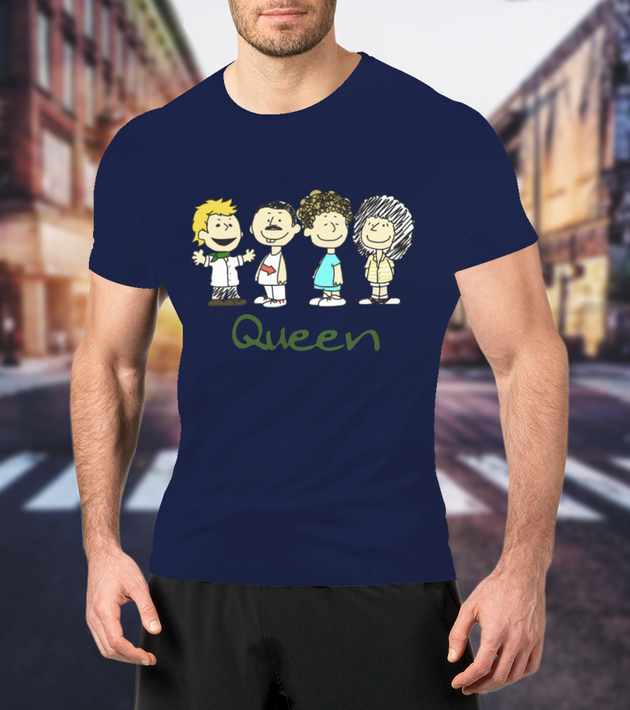 Queen Band Peanuts Snoopy And Friends Freddie Brian Roger John T-Shirt