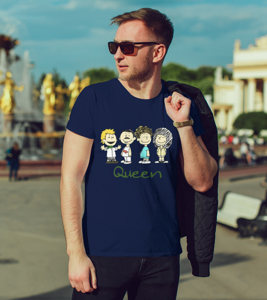 Queen Band Peanuts Snoopy And Friends Freddie Brian Roger John T-Shirt