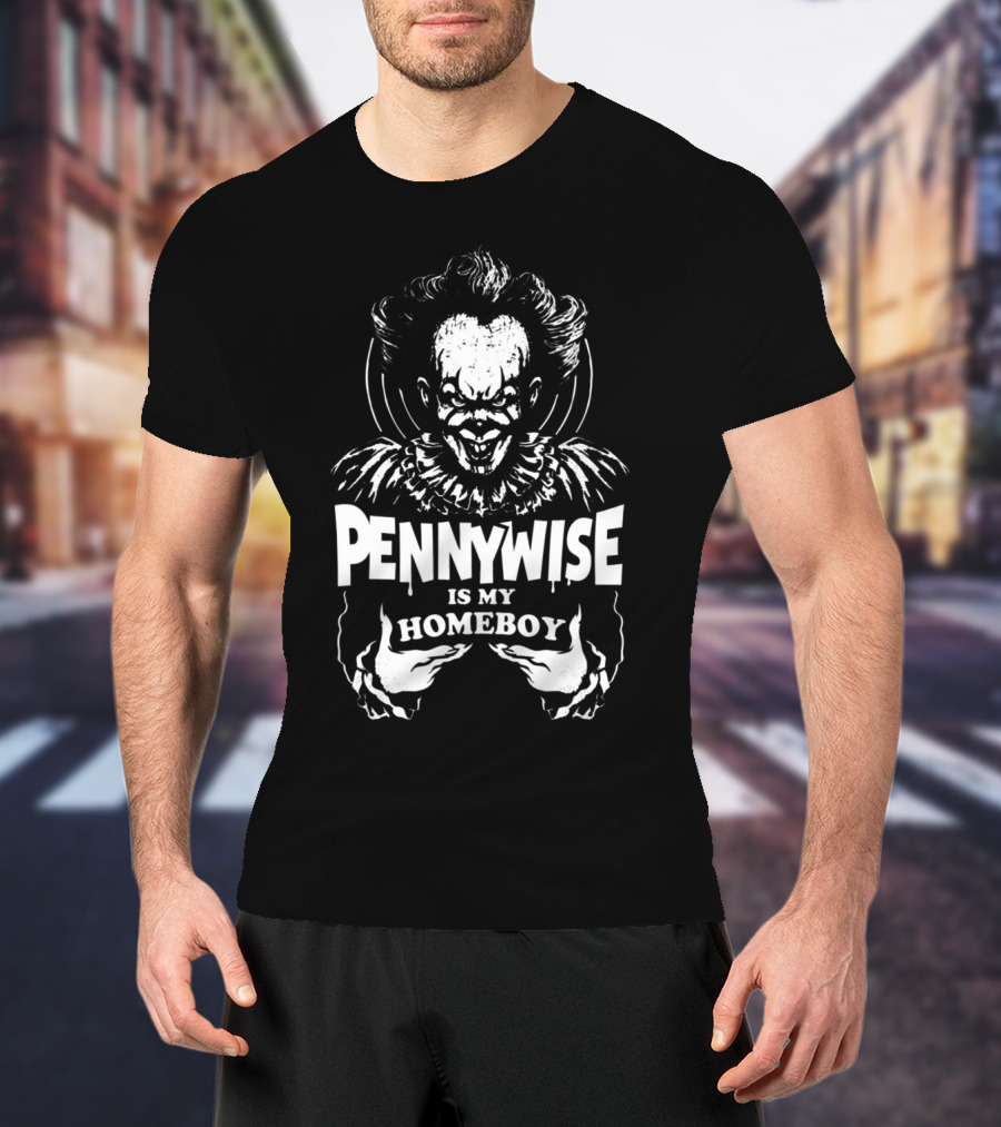 Pennywise Is My Homeboy Creepy Clown Graphic Horror T-Shirt