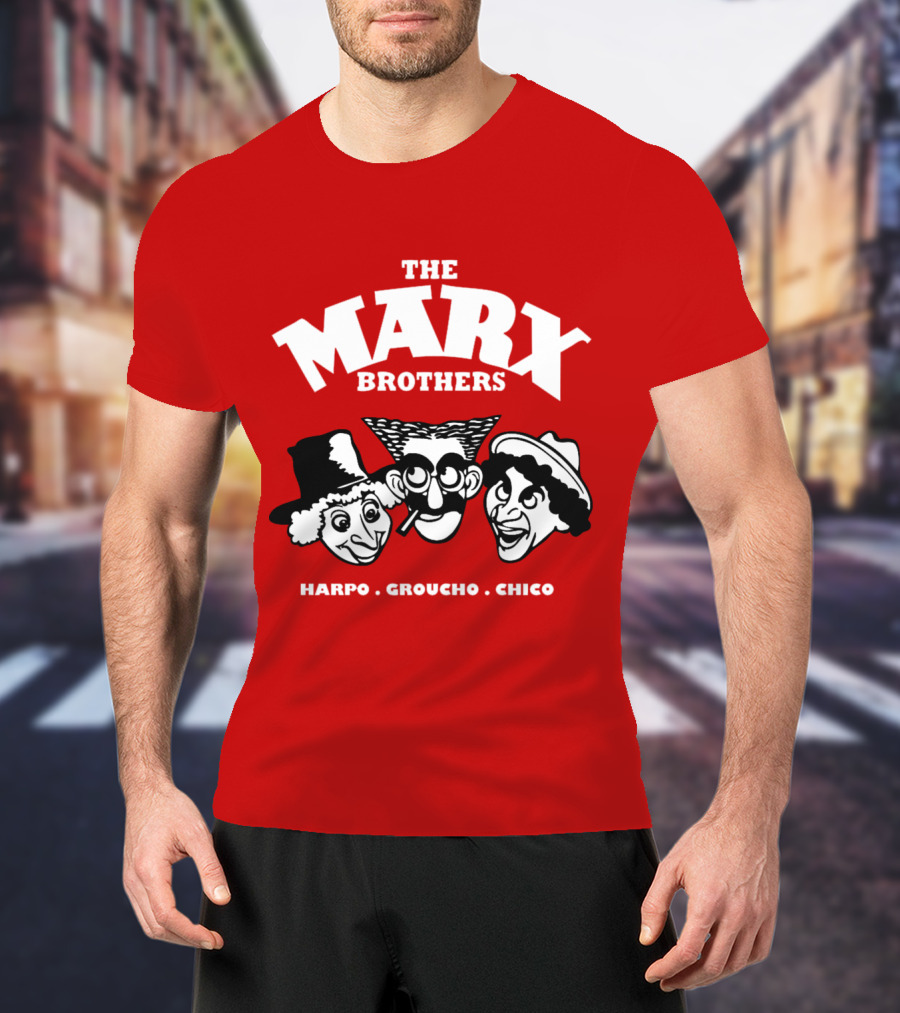 The Marx Brothers Harpo Groucho Chico Classic Comedy Icons Red T-Shirt