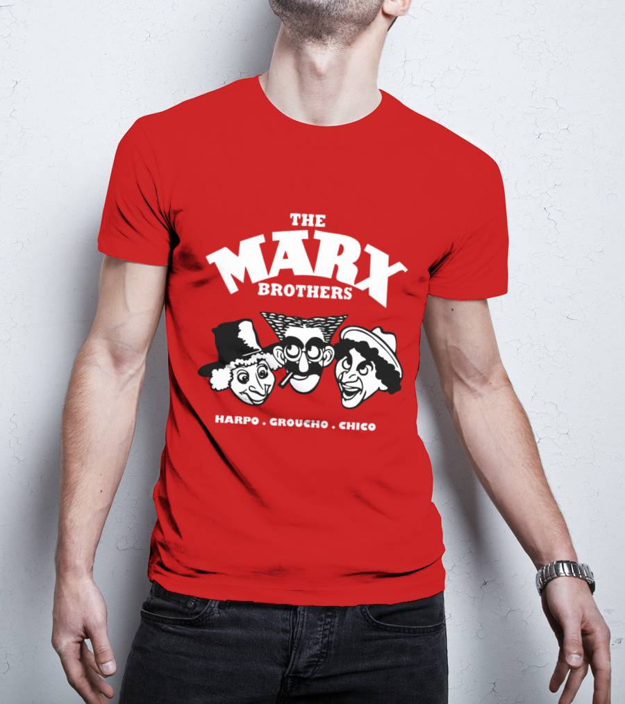 The Marx Brothers Harpo Groucho Chico Classic Comedy Icons Red T-Shirt