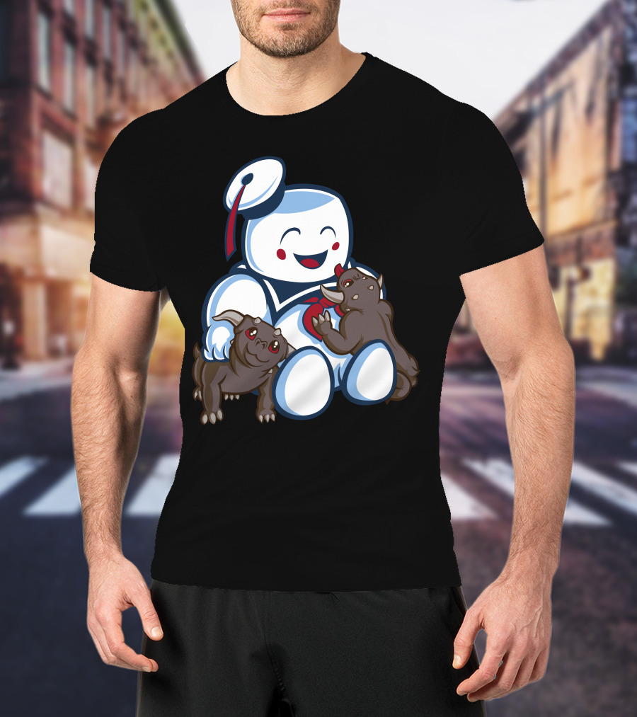 Stay Puft Marshmallow Man And Terror Dogs Ghostbusters Cuteness T-Shirt