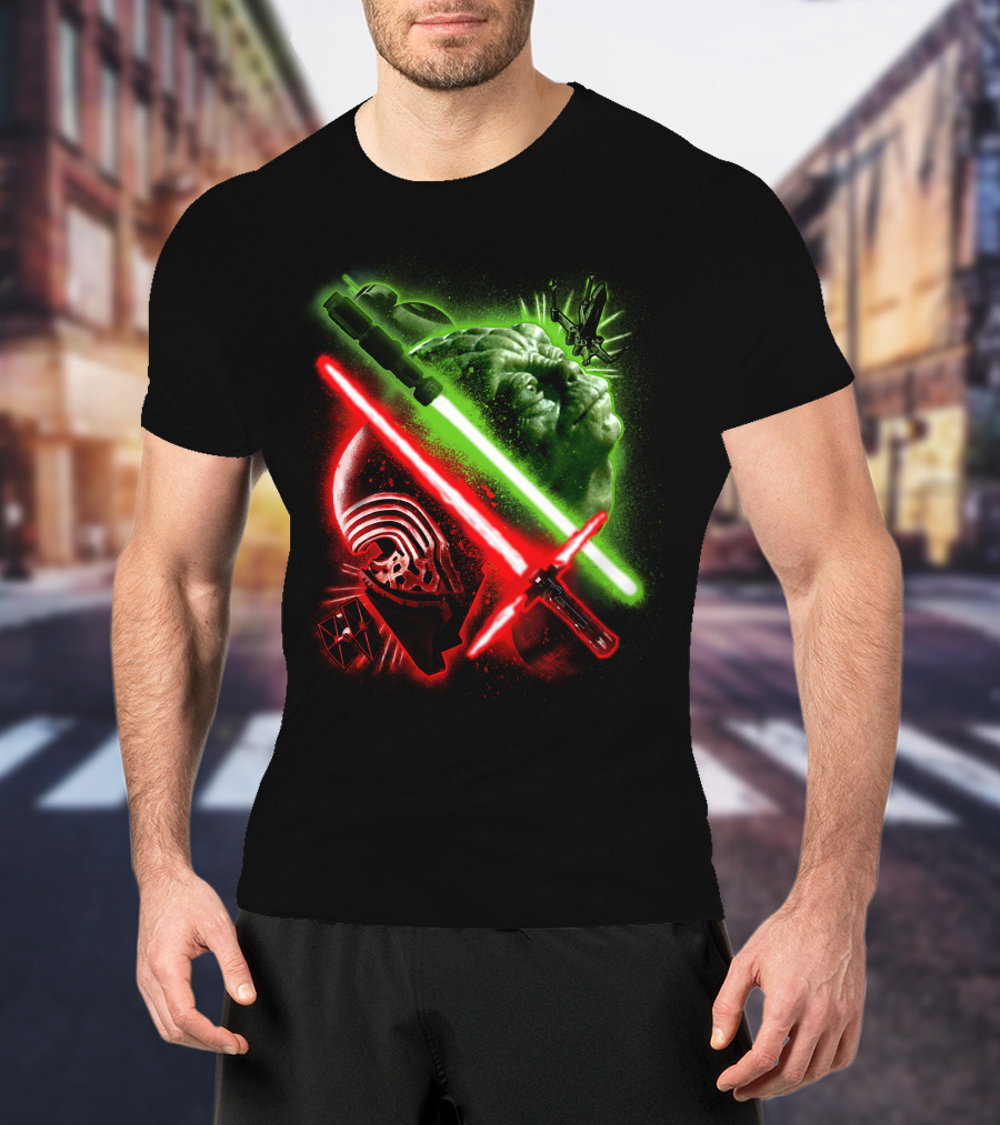 Grandmaster Yoda Darth Vader Kylo Ren Lightsaber Star Wars T-Shirt