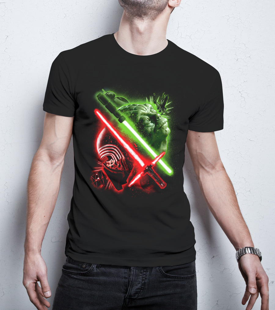 Grandmaster Yoda Darth Vader Kylo Ren Lightsaber Star Wars T-Shirt