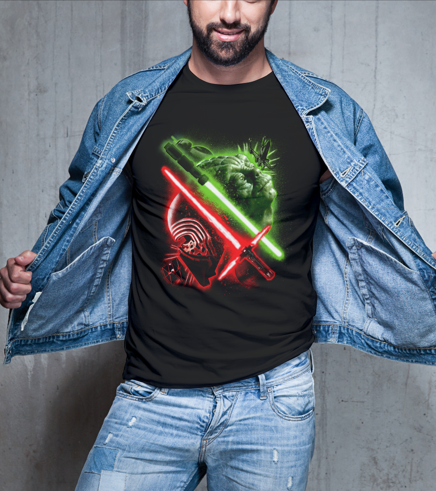 Grandmaster Yoda Darth Vader Kylo Ren Lightsaber Star Wars T-Shirt