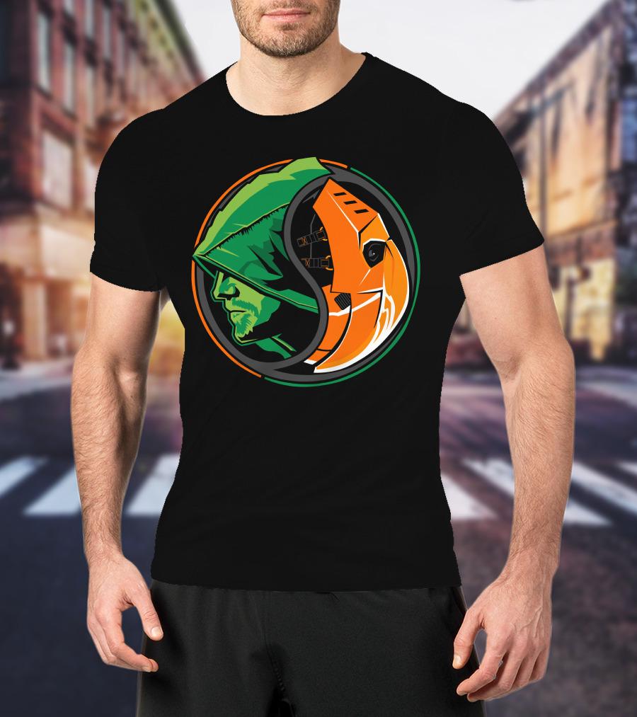 Green Arrow Slade Deathstroke Yin Yang T-Shirt
