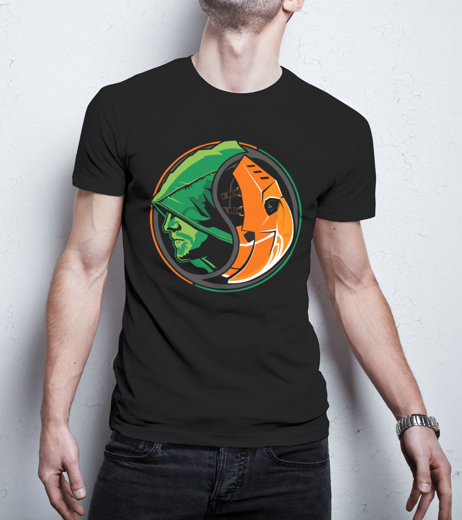 Green Arrow Slade Deathstroke Yin Yang T-Shirt