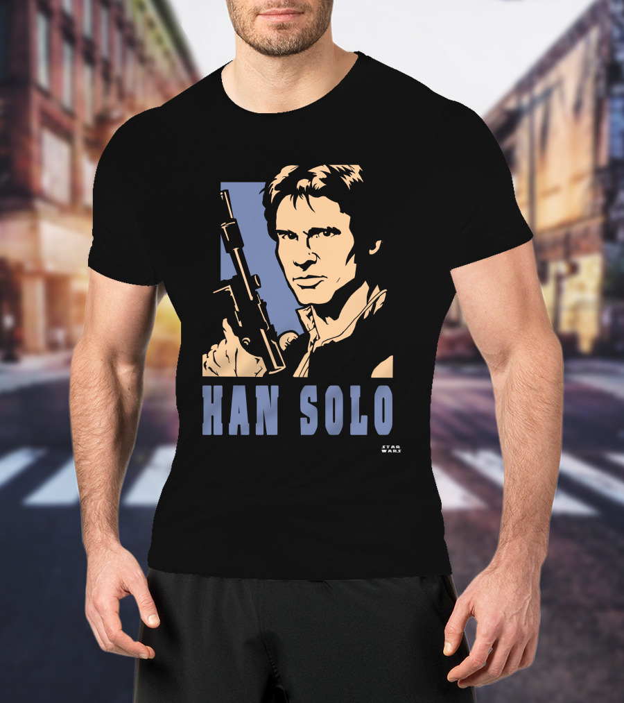 Han Solo Star Wars Vintage Style Graphic With Blaster T-Shirt