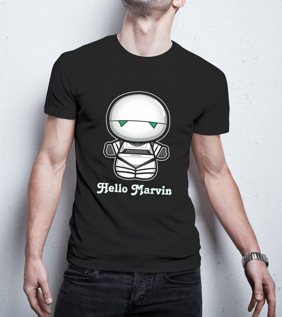 Hello Marvin The Paranoid Android Cute Cartoon Character T-Shirt