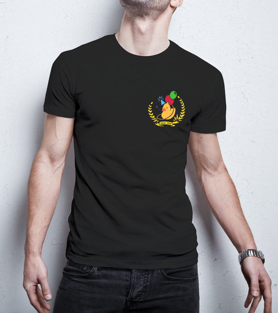 Planet Duck Birthday Quackity Since 2000 Celebration With Balloons And Party Hat T-Shirt