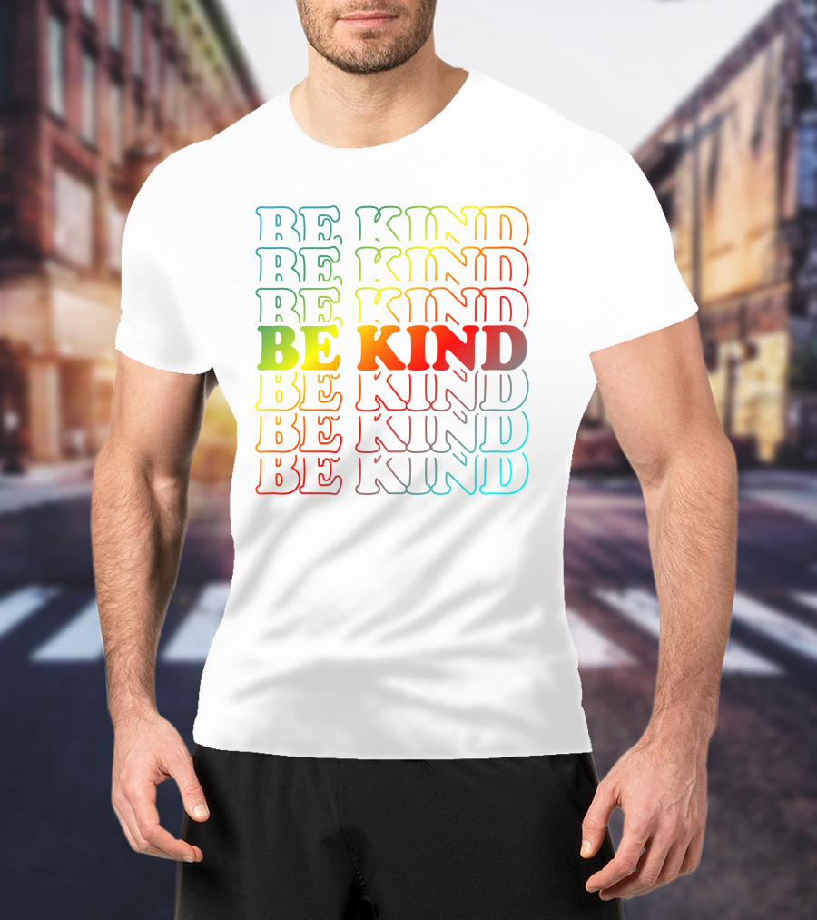 BE KIND Multicolor Gradient Typography T-Shirt