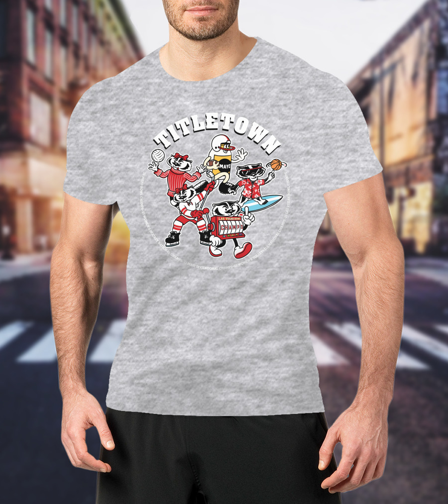 Wisconsin Badgers Titletown Champs Rowing Volleyball Football Surfing Basketball T-Shirt