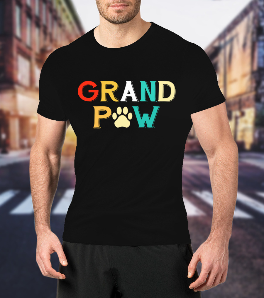 Grand Paw Doggy Puppy Lover Grandpa Funny Dog Paw Prints T-Shirt